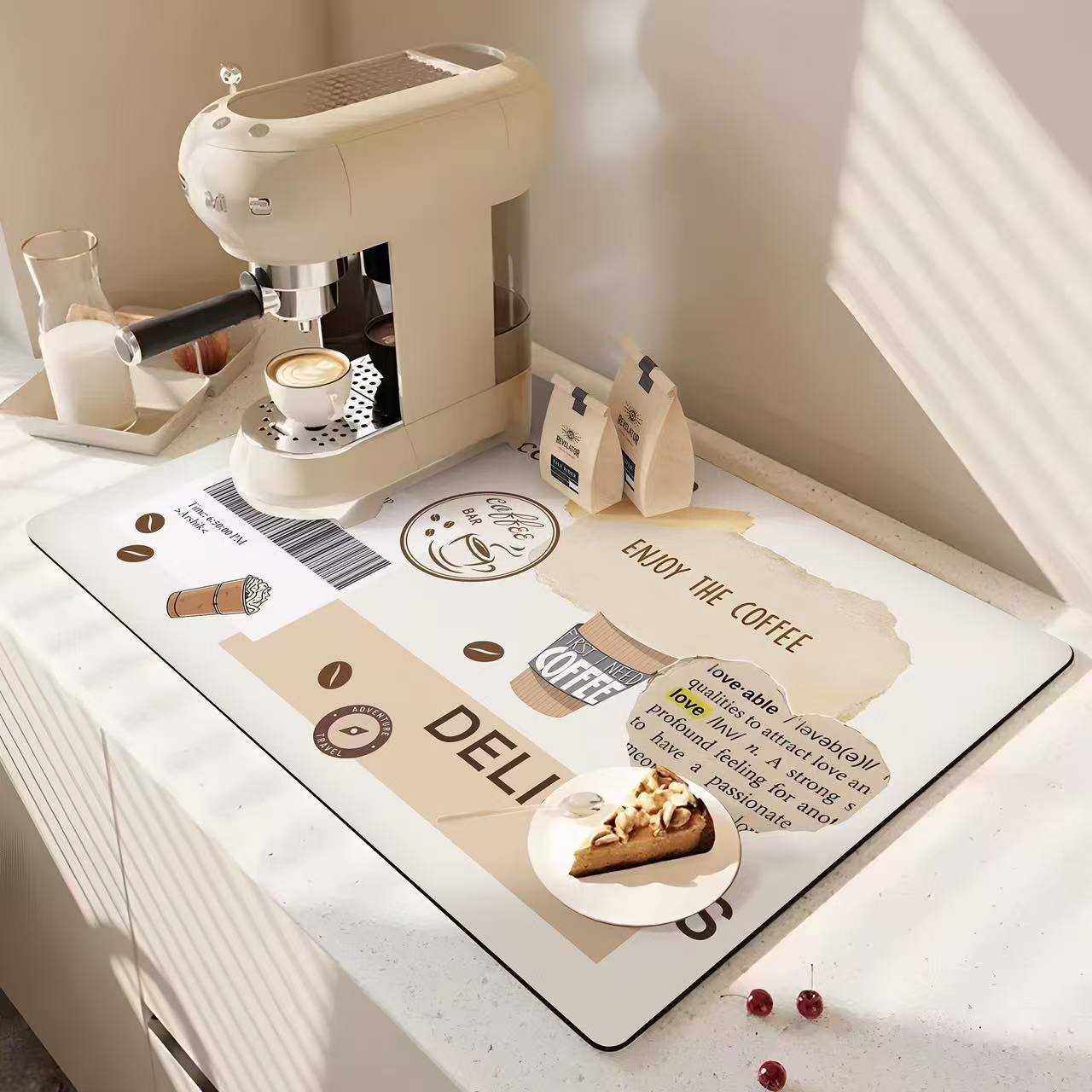 Extra-large universal silicone water-draining pad, anti-slip, easy to clean, can be cut at will, suitable for kitchen countertops, dining tables, washbasins, bathrooms, pet pads