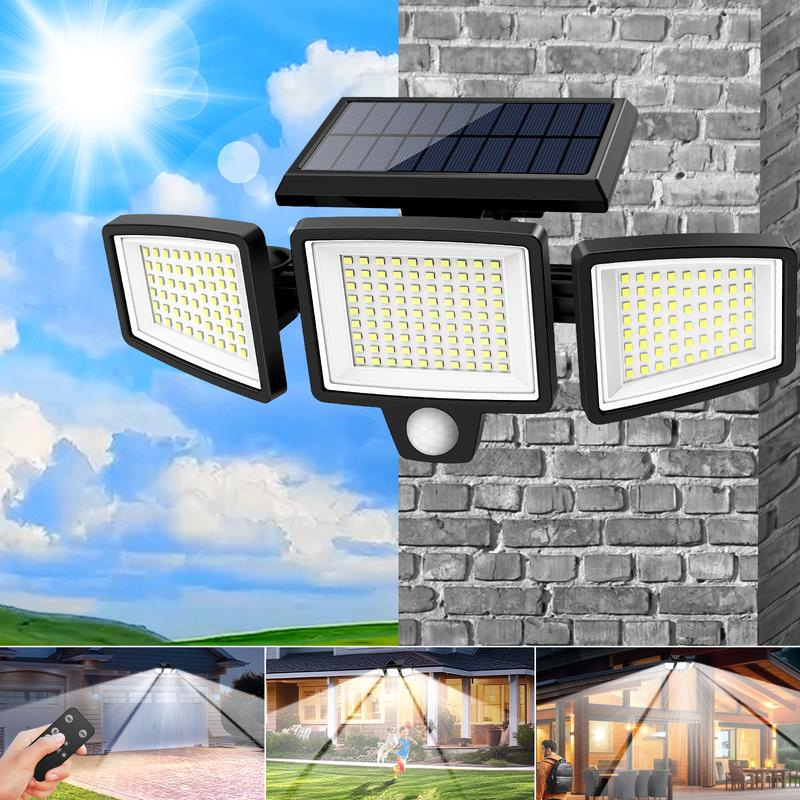 Solar Outdoor Lights 2500LM 210LED Security Lights,3 Heads Dimmable SpotLights with 3 Modes,IP65 Waterproof,Suitable for Yard, Garage, Porch, Pool,Garden,Barn,Patio,Thanksgiving home decor