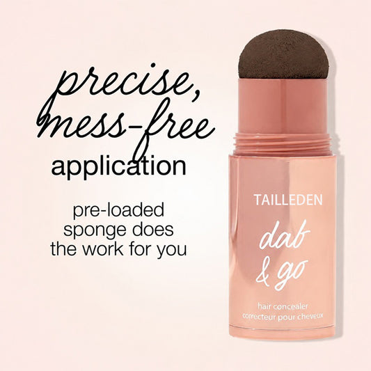 Shape Tape Dab & Go hair concealer Covers roots, grays, sparse areas and thinning spots in seconds with a waterproof formula that gives fuller-looking hair without the sticky spray feel. The built-in sponge really makes it dab and go.