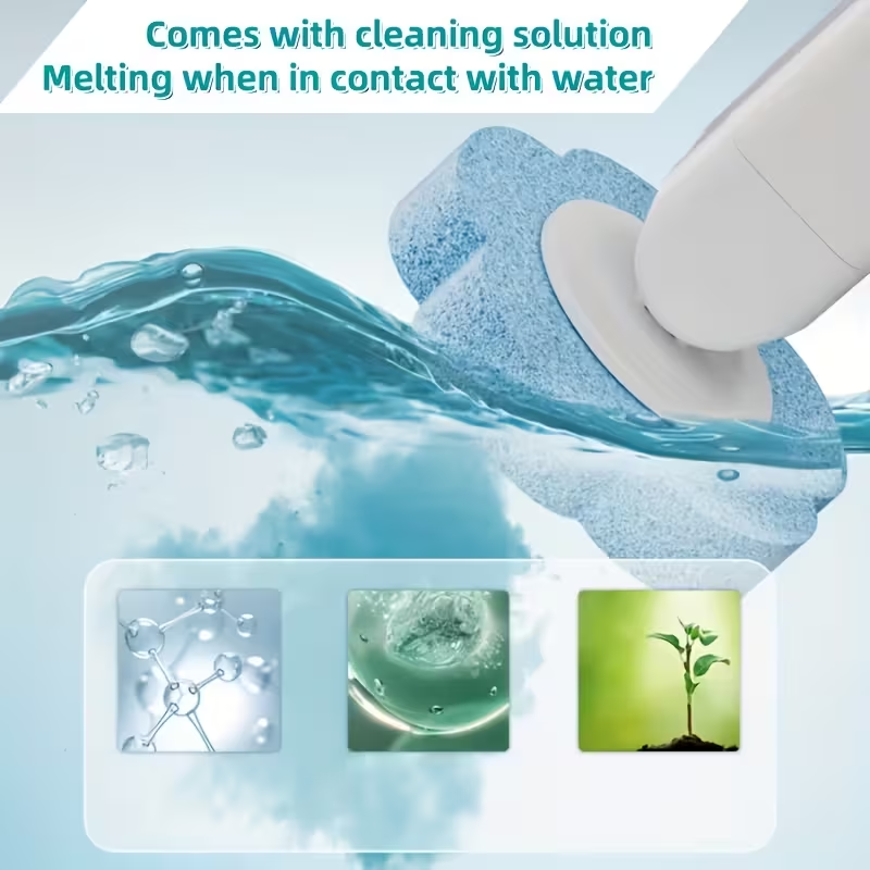 Disposable toilet cleaning kit includes 96 replacement brush heads, one brush head storage container, and one 15.7-inch long handle. It features a stylish design, is easy to install and secure, and provides an efficient and convenient cleaning experience.