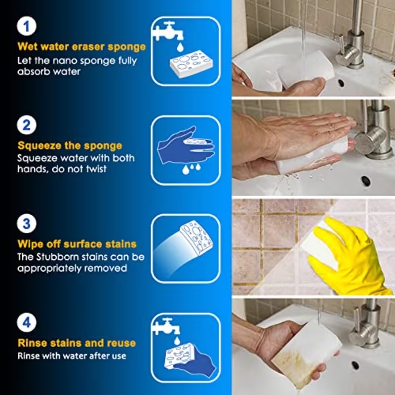 Magic Sponge Erasers,  2X Density Stronger Melamine Sponge Foam Pads, Multi-Functional Household Cleaning Supplies Cleaner for Kitchen, Bathroom, Bathtub, Sink, Wall Cleaner