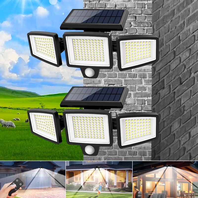 Solar Outdoor Lights 2500LM 210LED Security Lights,3 Heads Dimmable SpotLights with 3 Modes,IP65 Waterproof,Suitable for Yard, Garage, Porch, Pool,Garden,Barn,Patio,Thanksgiving home decor
