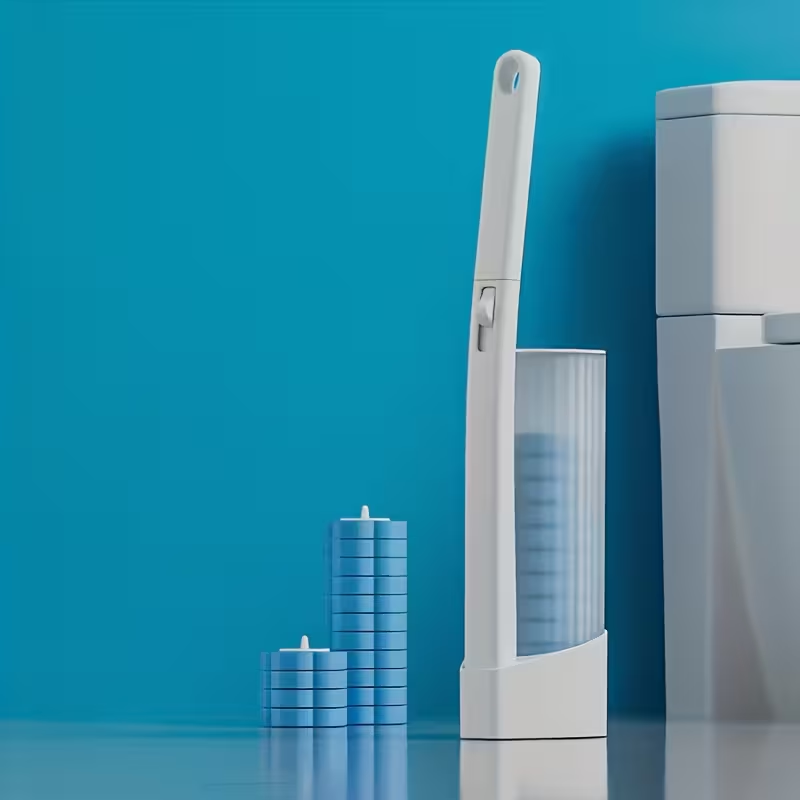 Disposable toilet cleaning kit includes 96 replacement brush heads, one brush head storage container, and one 15.7-inch long handle. It features a stylish design, is easy to install and secure, and provides an efficient and convenient cleaning experience.