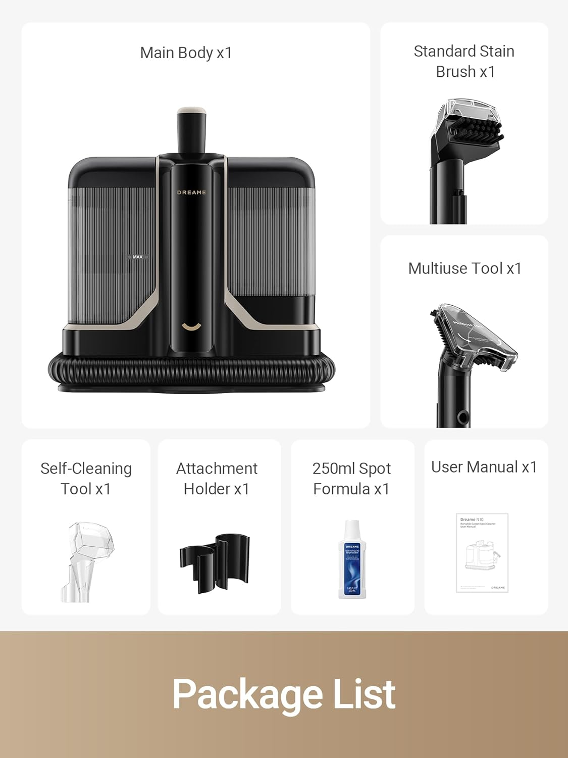 Portable Carpet Spot and Upholstery Cleaner, Powerful Couch Cleaner Machine Stain Remover for Pet Stains, Carpet, Area Rugs, Coaches and Car, 3.1L Large Water Tank, Hose Self-Cleaning