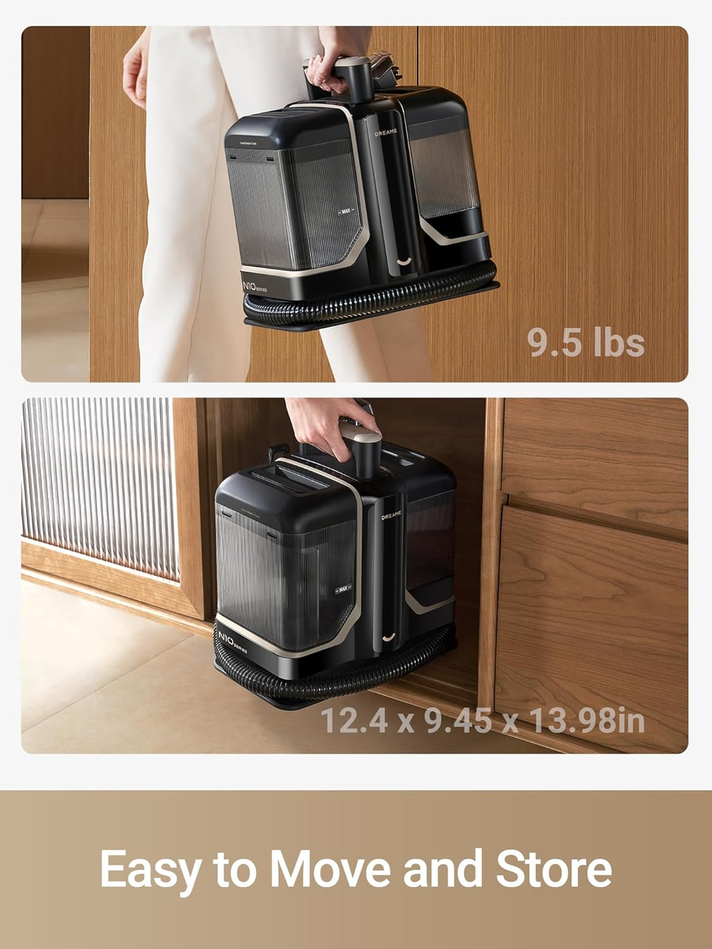 Portable Carpet Spot and Upholstery Cleaner, Powerful Couch Cleaner Machine Stain Remover for Pet Stains, Carpet, Area Rugs, Coaches and Car, 3.1L Large Water Tank, Hose Self-Cleaning