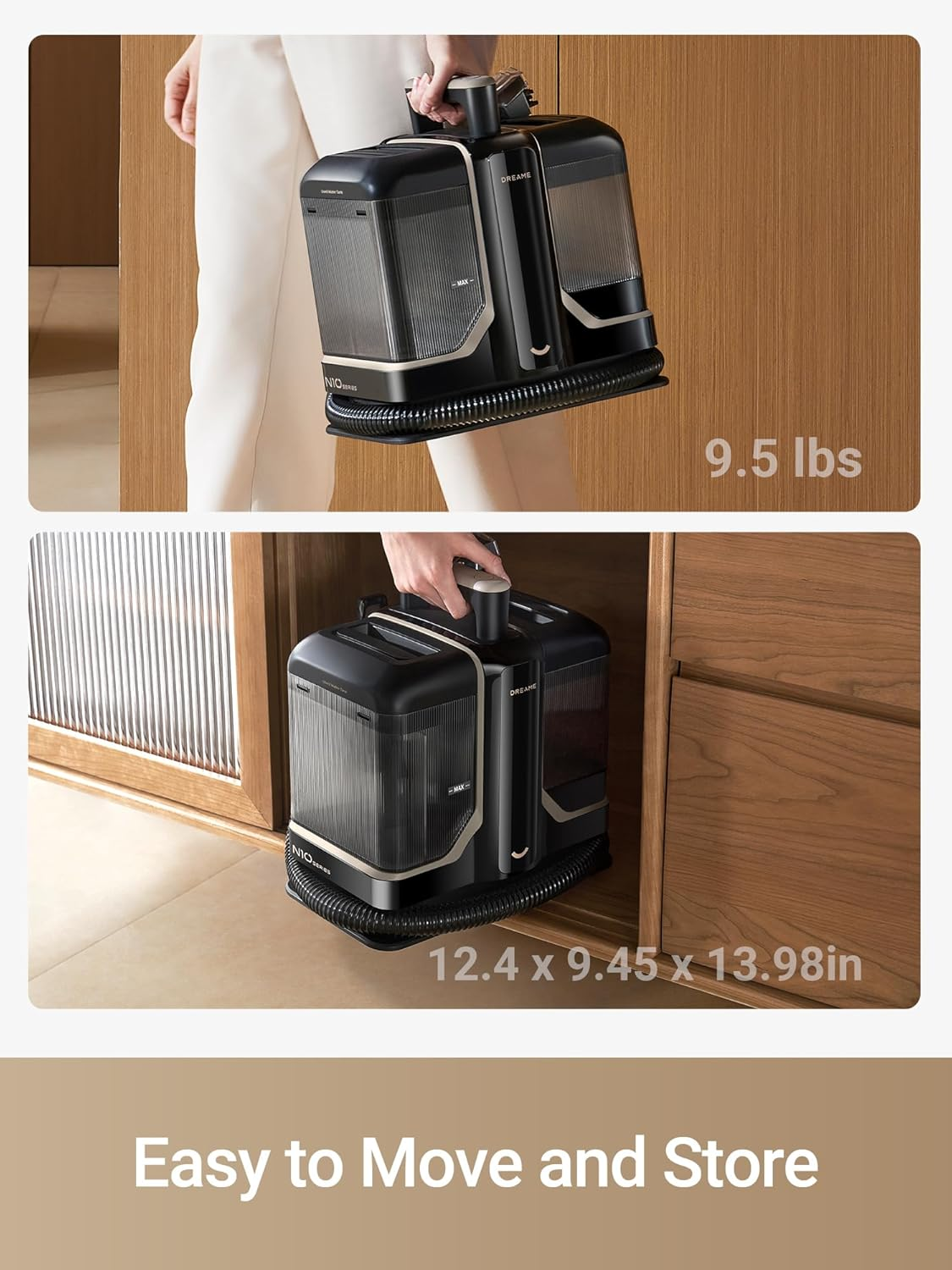 Portable Carpet Spot and Upholstery Cleaner, Powerful Couch Cleaner Machine Stain Remover for Pet Stains, Carpet, Area Rugs, Coaches and Car, 3.1L Large Water Tank, Hose Self-Cleaning