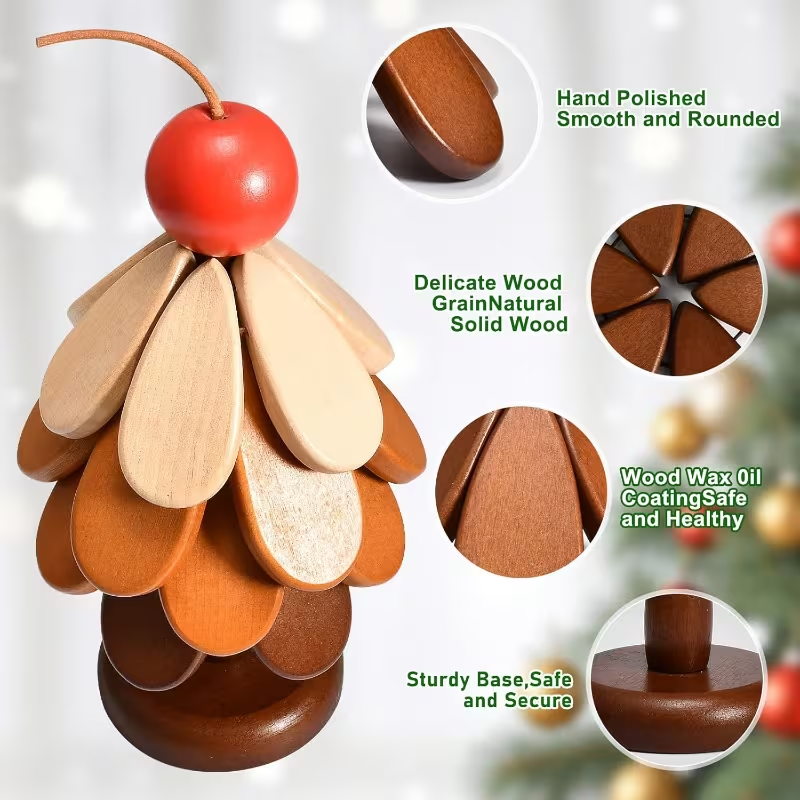 Cherry and Meteor Patterned Wooden Coasters Set (4-piece set) - Heat-resistant and heat-insulating pads, suitable for hot dishes, cookware, beverages, Christmas parties, holiday decorations and gift items (wooden table MATS)