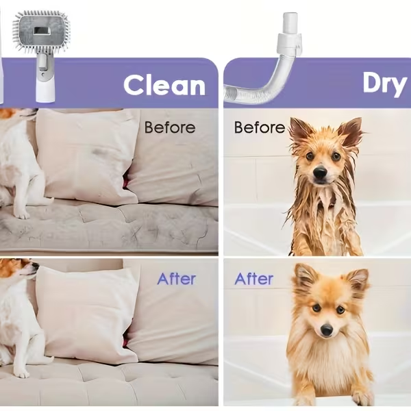 8-in-1 pet grooming vacuum cleaner and dog hair vacuum cleaner, 12000Pa powerful dog vacuum cleaner for hair removal and grooming, 74.39-ounce large dust cup, low noise, 3 suction power levels, 6 grooming tools, home cleaning, battery-free