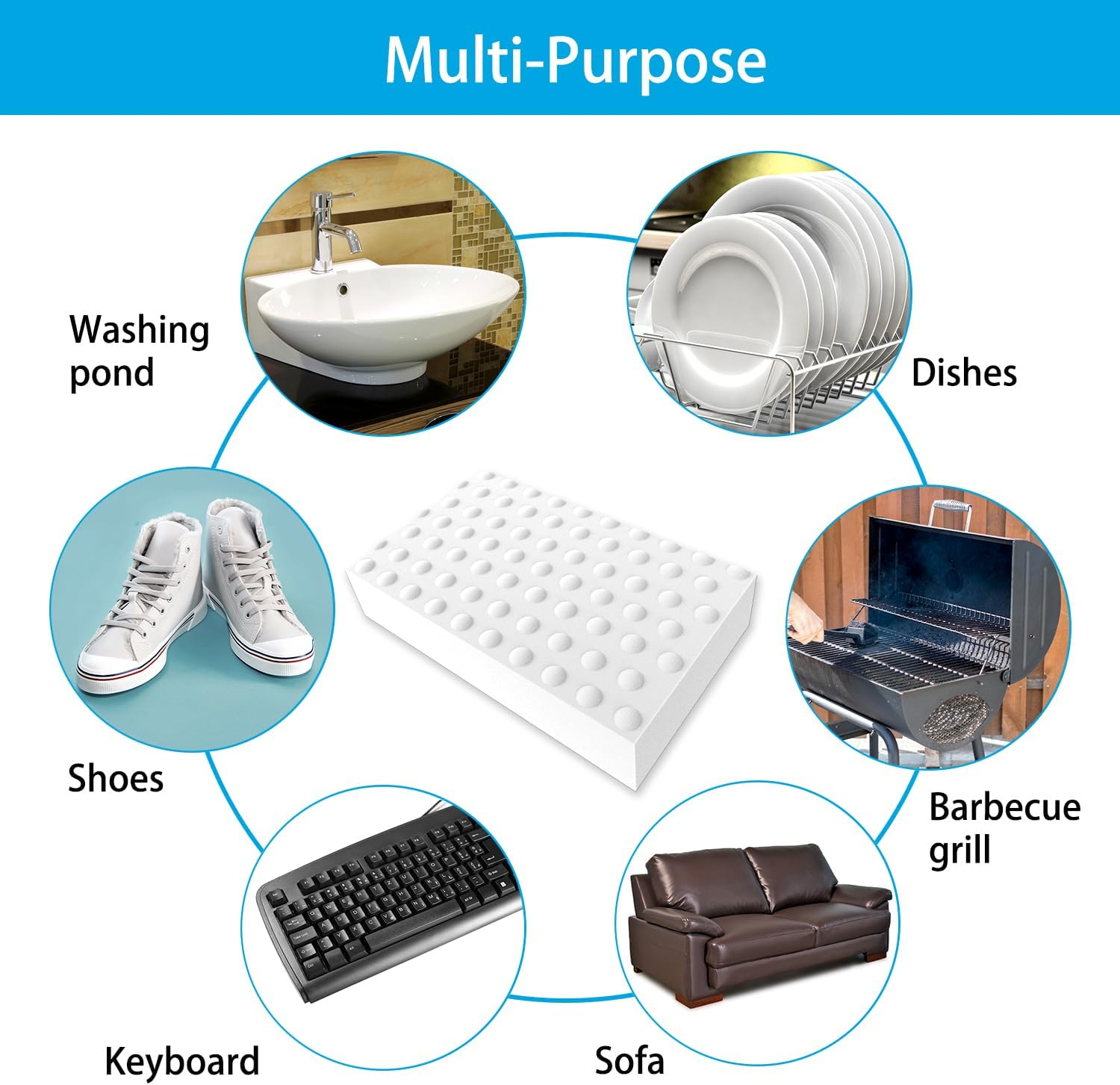 Magic Sponge Erasers,  2X Density Stronger Melamine Sponge Foam Pads, Multi-Functional Household Cleaning Supplies Cleaner for Kitchen, Bathroom, Bathtub, Sink, Wall Cleaner